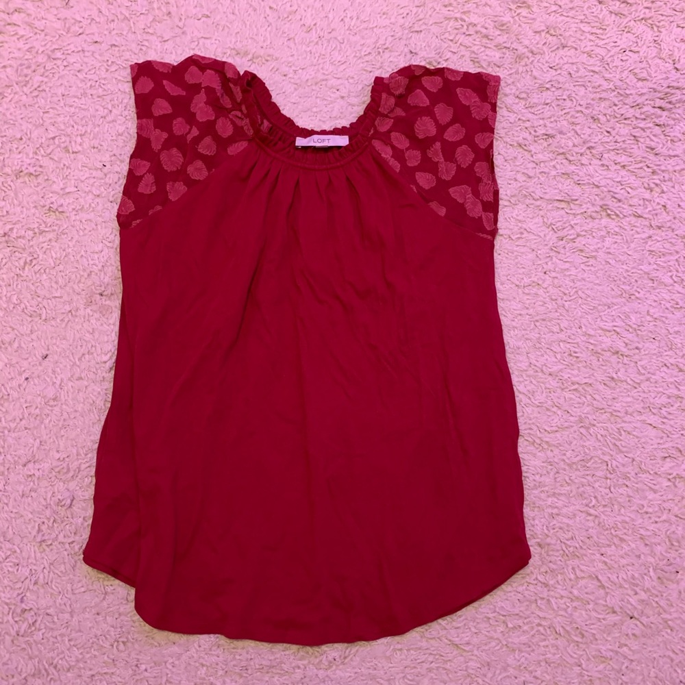 Loft Pink Patterned Sleeve Blouse